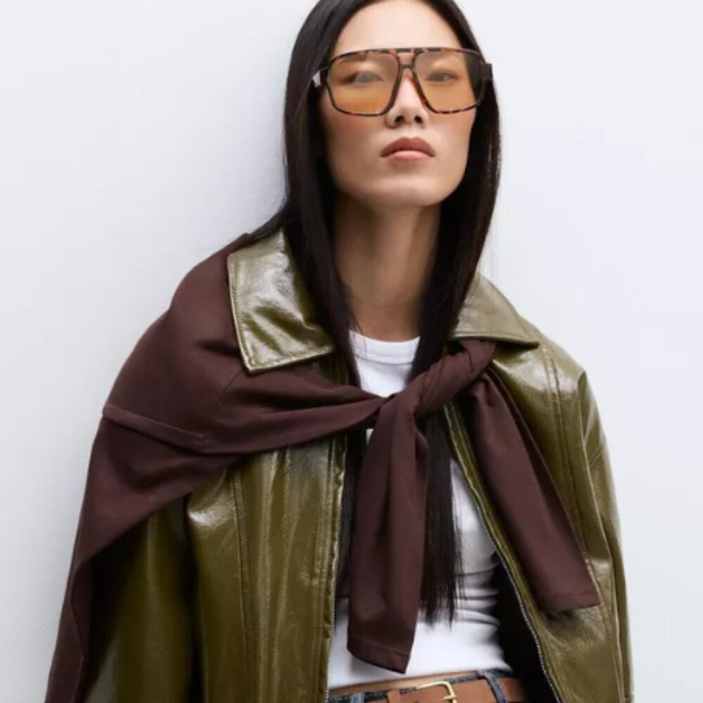 Green faux leather Jacket🔥SALE